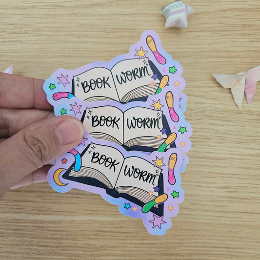 Gummy Worm Book Worm Vinyl Sticker