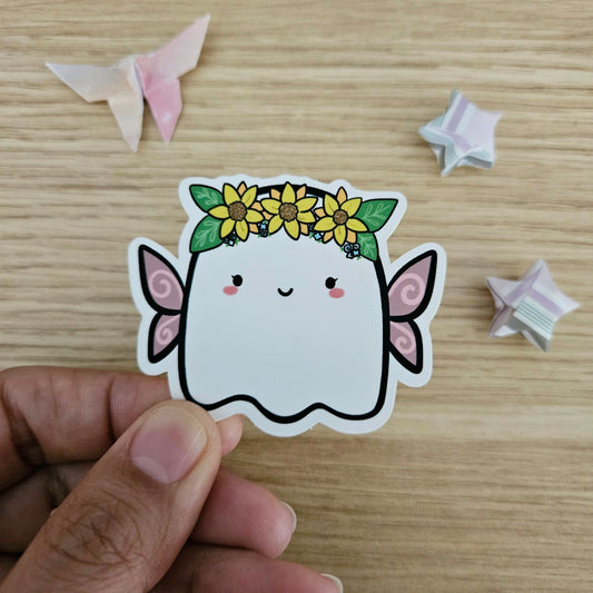 Sunflower Fairy Ghostie Vinyl Sticker