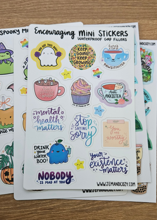 Encouraging Mini Stickers Vinyl Sticker Sheet (4x6")