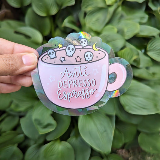 Anti Depresso Espresso Rainbow Decal Suncatcher