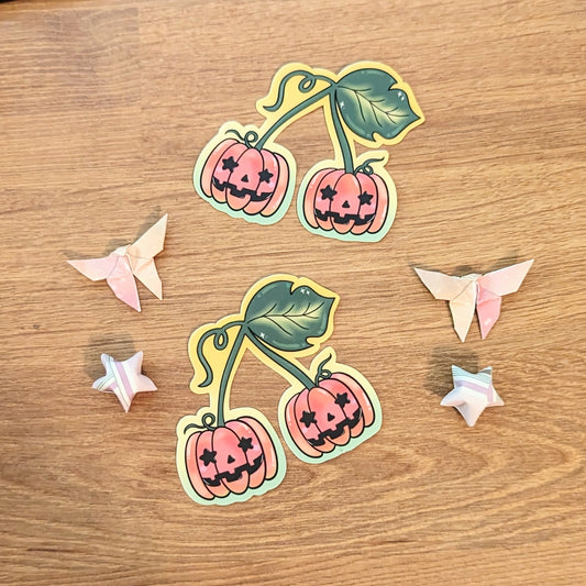 Jack-o'-lantern Cherries Vinyl Sticker