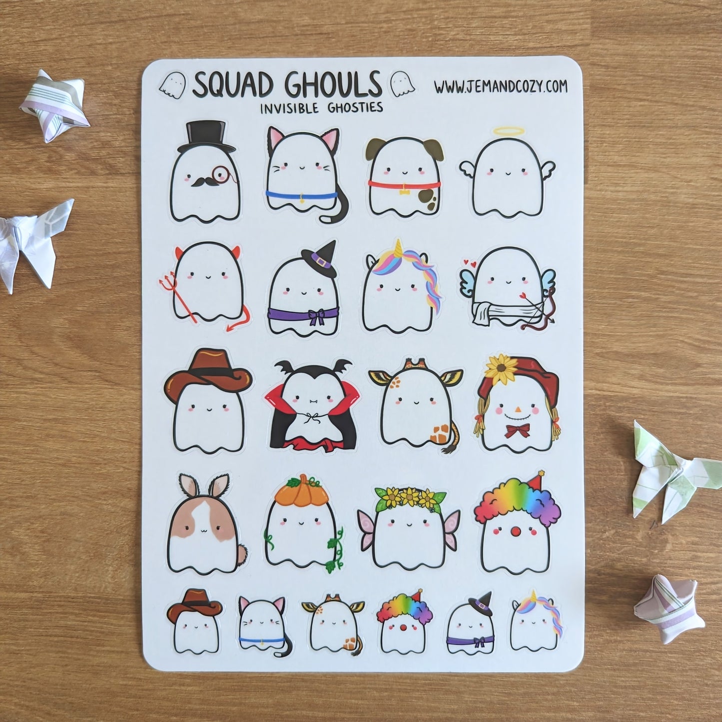 Invisible Ghosties Clear Vinyl Sticker Sheet (5x7")