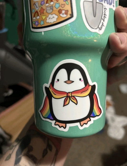 Pride Penguin Rainbow LGBT 6 Color Flag Vinyl Sticker
