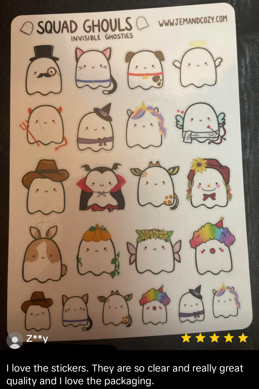 Invisible Ghosties Clear Vinyl Sticker Sheet (5x7")