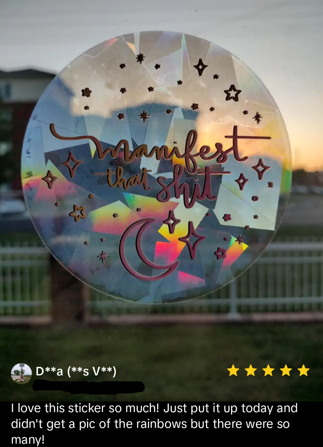 Manifest That Shit Rainbow Decal Suncatcher