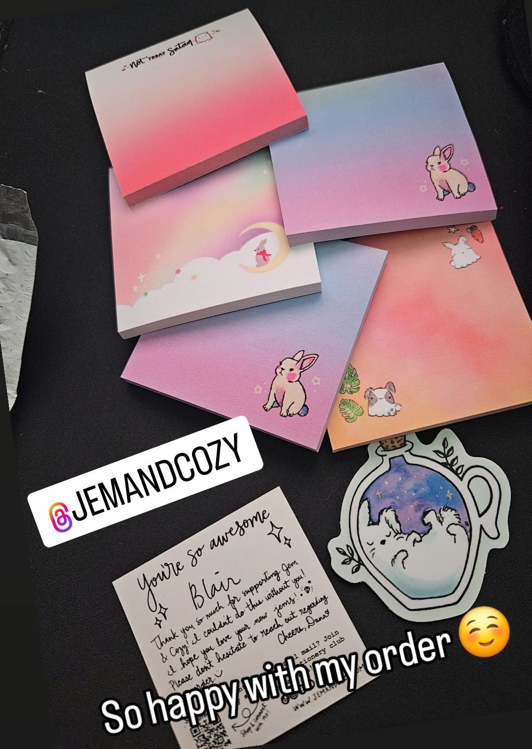 Aurora Lunar Bunny Sticky Notes