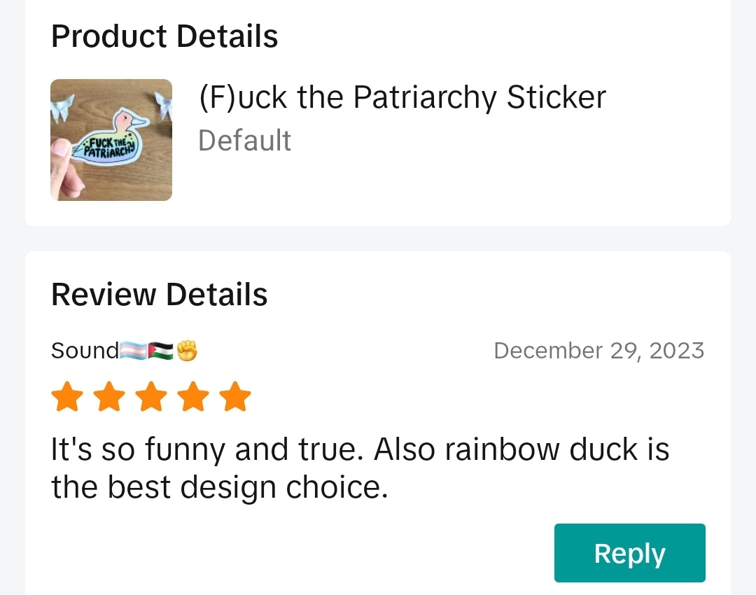 Duck The Patriarchy Vinyl Sticker