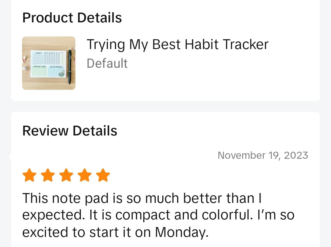 Trying My Best Habit Tracker Notepad