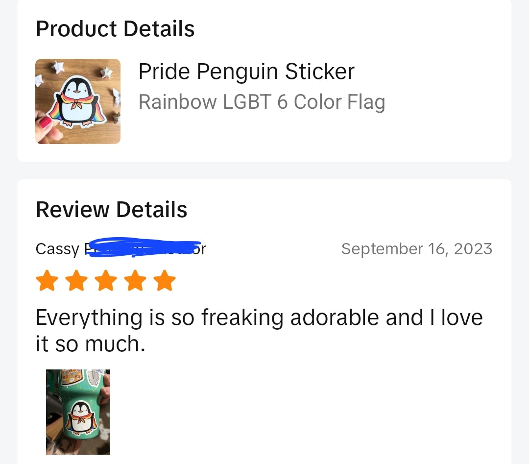 Pride Penguin Rainbow LGBT 6 Color Flag Vinyl Sticker