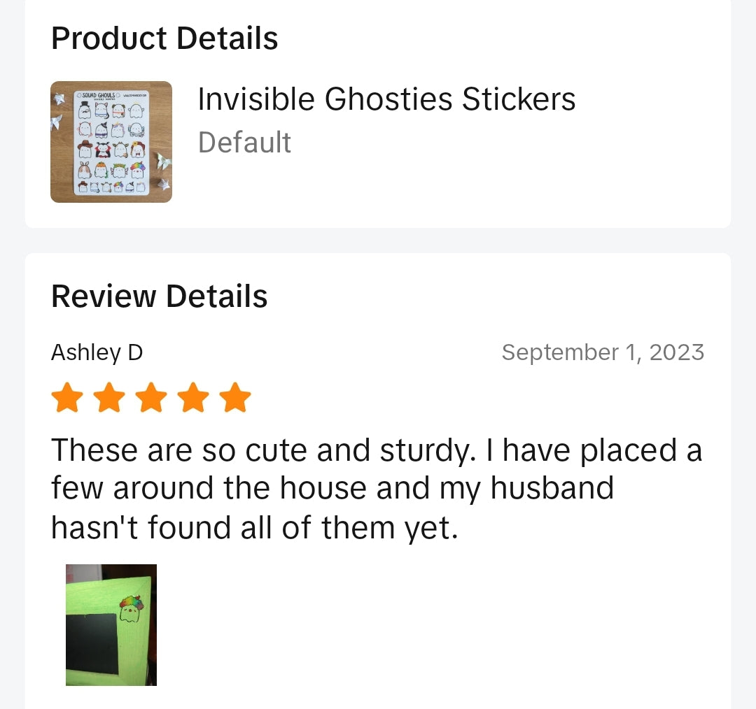 Invisible Ghosties Clear Vinyl Sticker Sheet (5x7")