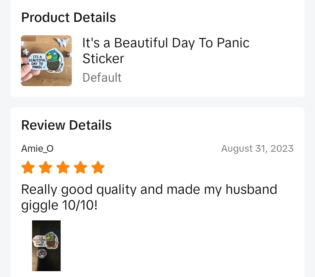 Its a Beautiful Day to Panic Duck Vinyl Sticker