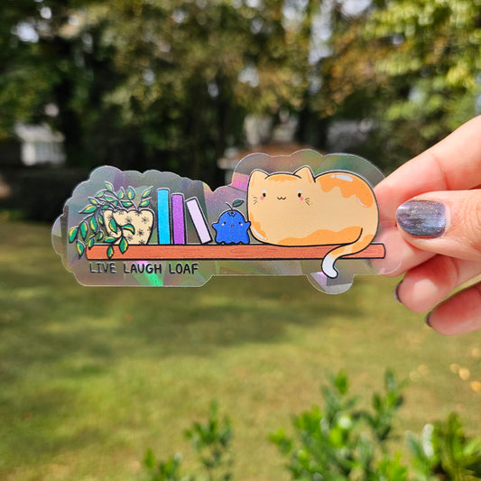 Live Laugh Loaf Kitty Rainbow Decal Suncatcher
