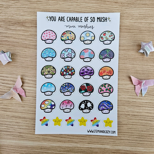 Mini Mushies Mushroom Vinyl Sticker Sheet (4x6")