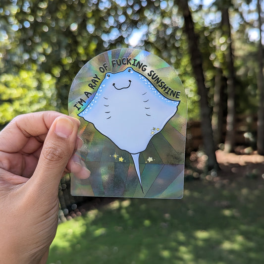 I'm a Ray of Fucking Sunshine Rainbow Decal Suncatcher
