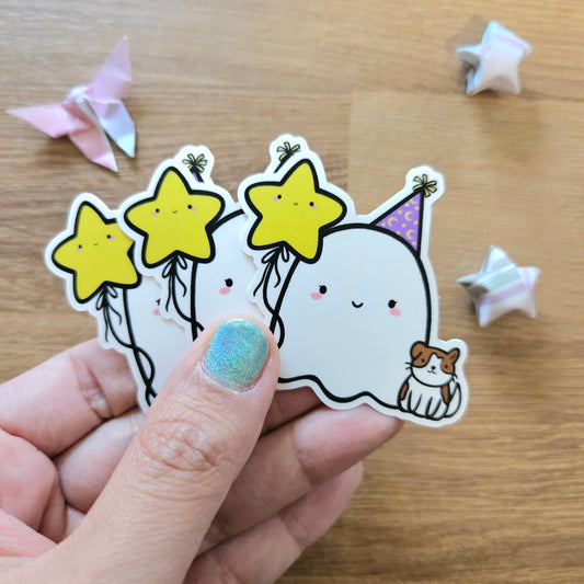 Star Balloon Safi Birthday Ghost Vinyl Sticker (4th Anniversary)