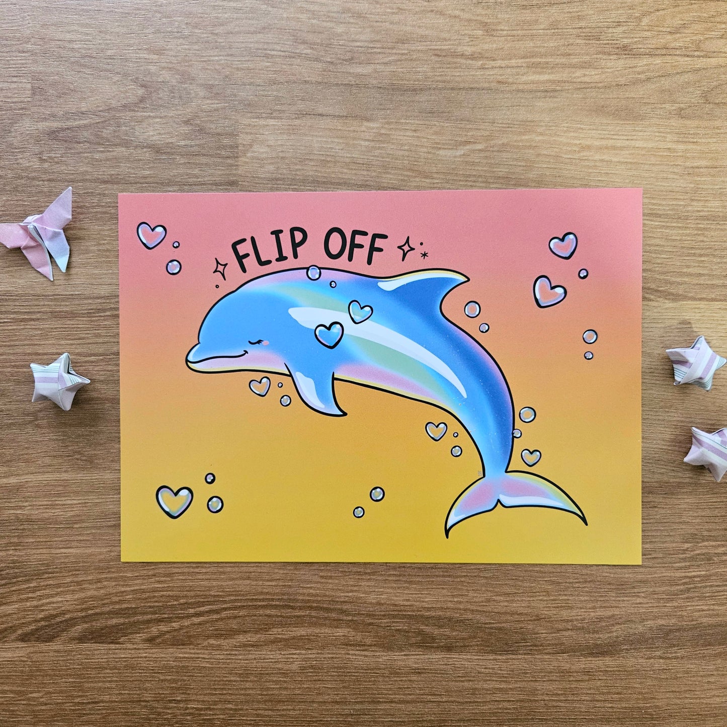 Flip Off Dolphin Art Print(5x7")