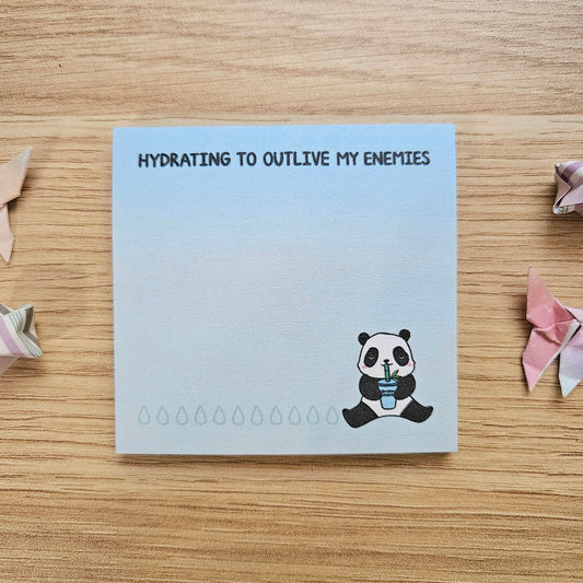 Hydrating to Outlive My Enemies Panda Sticky Notes