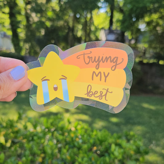 Trying My Best Shooting Star Rainbow Decal Suncatcher