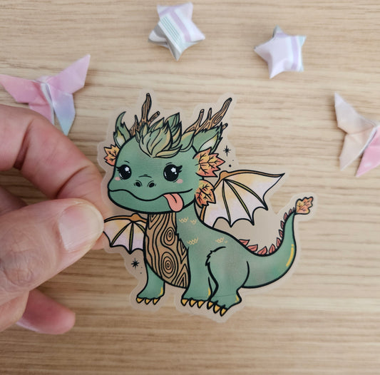 Wood Dragon Clear Vinyl Sticker