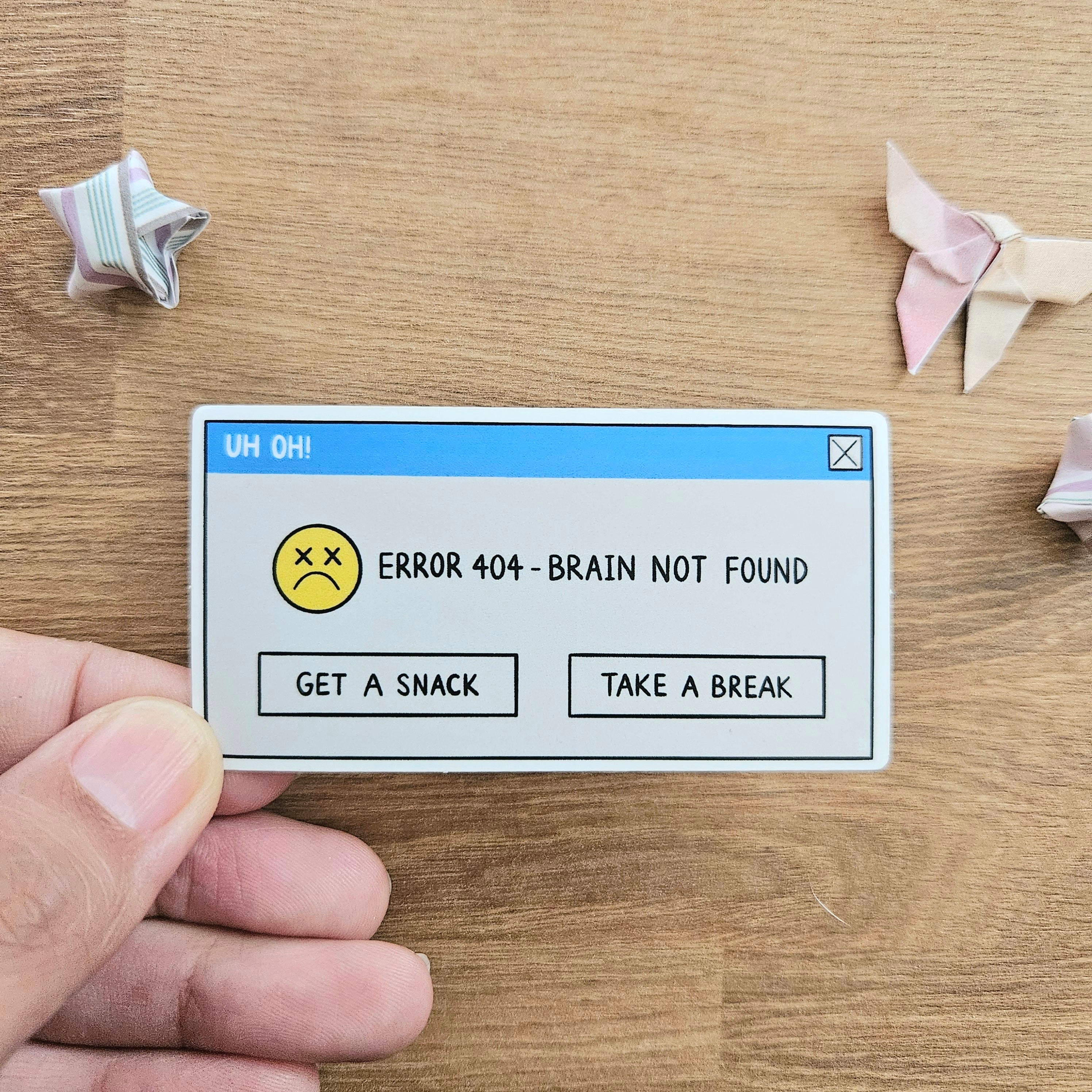 404 Error: Brain Not Found Vinyl Sticker – Jem and Cozy