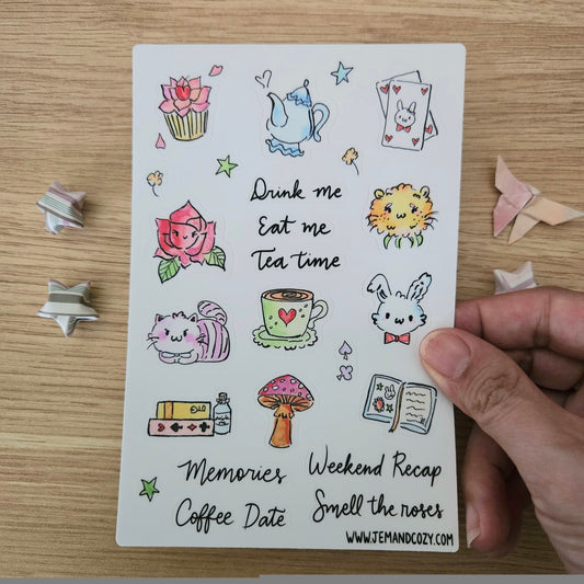 Journaling in Wonderland Vinyl Sticker Sheet (4x6")