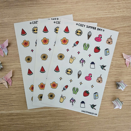 Cozy Summer Day Clear Vinyl Deco Sticker Sheet (4x6")