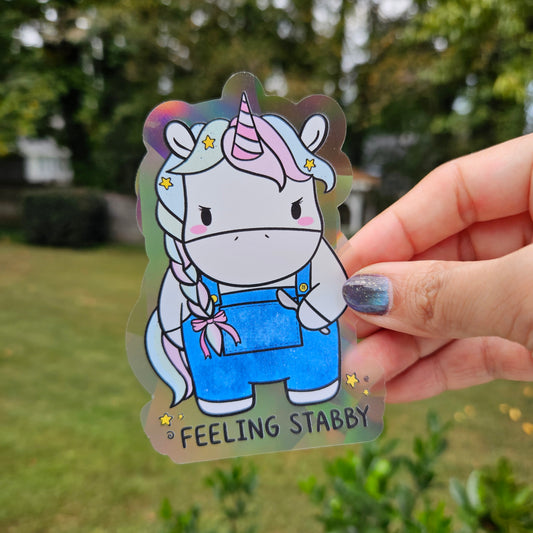 Feeling Stabby Rainbow Decal Suncatcher