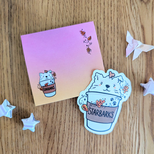 TO BE DISCONTINUED Puppacino Starbarks Vinyl Sticker