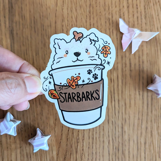 TO BE DISCONTINUED Puppacino Starbarks Vinyl Sticker