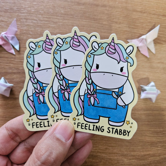 Feeling Stabby Unicorn Vinyl Sticker