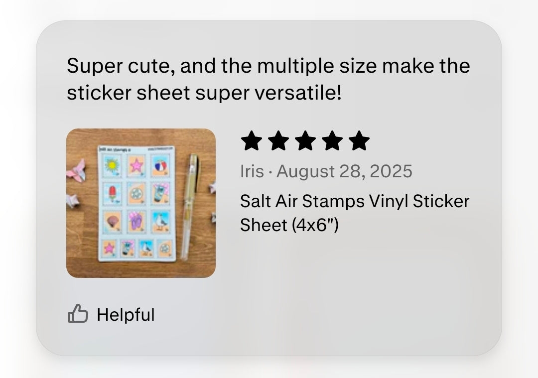 Salt Air Stamps Vinyl Sticker Sheet (4x6")