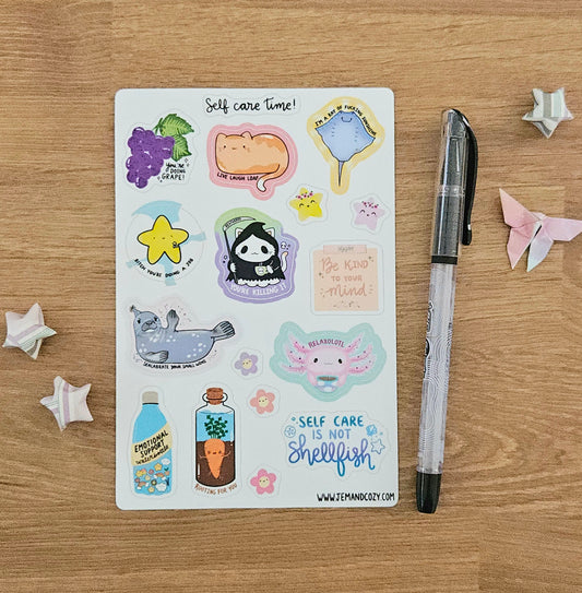 Self Care Time Vinyl Sticker Sheet (4x6")