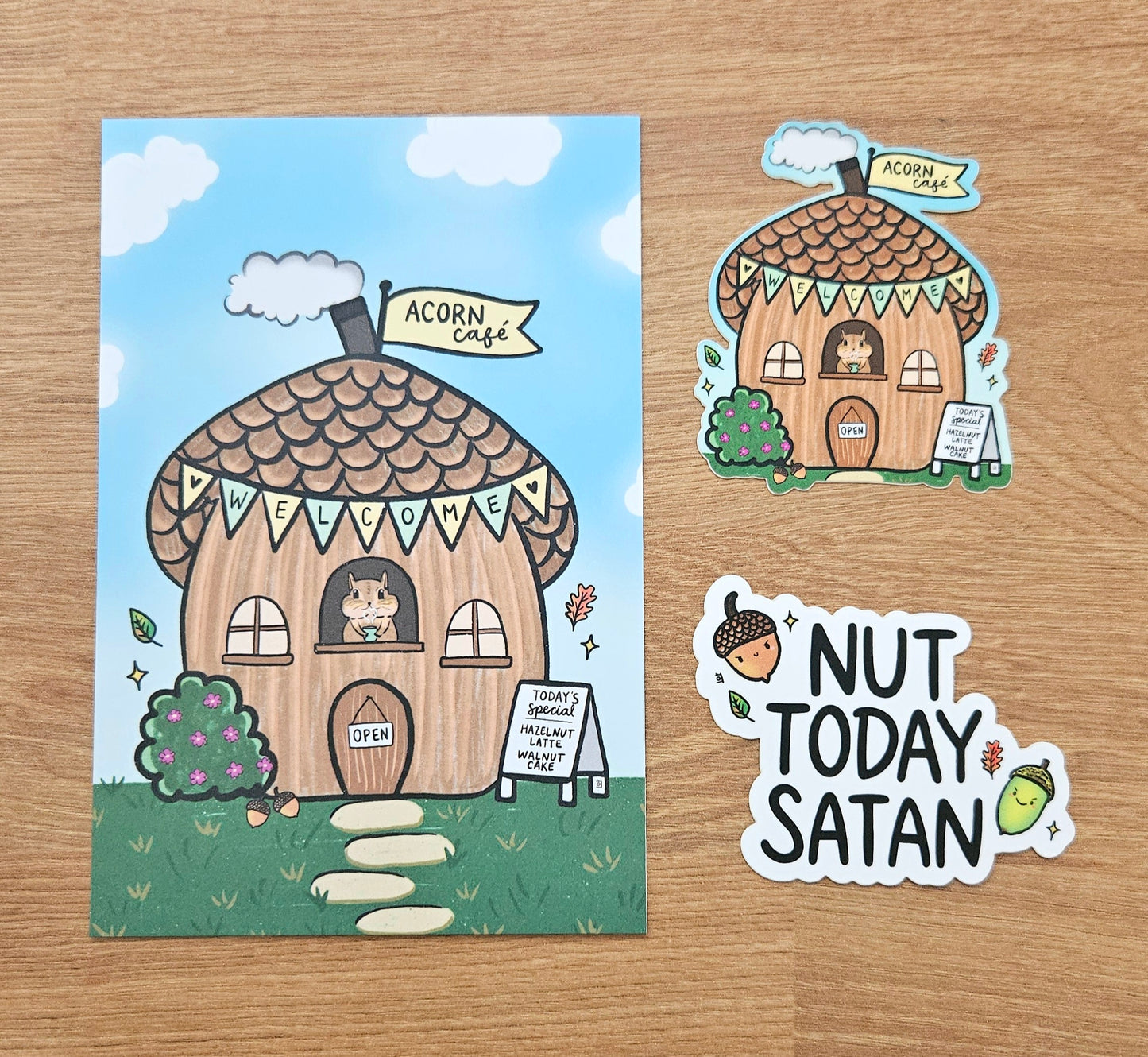 Acorn Café Art Post Card (4x6")