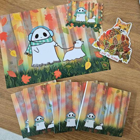 Autumn Walkies Art Print(5x7")