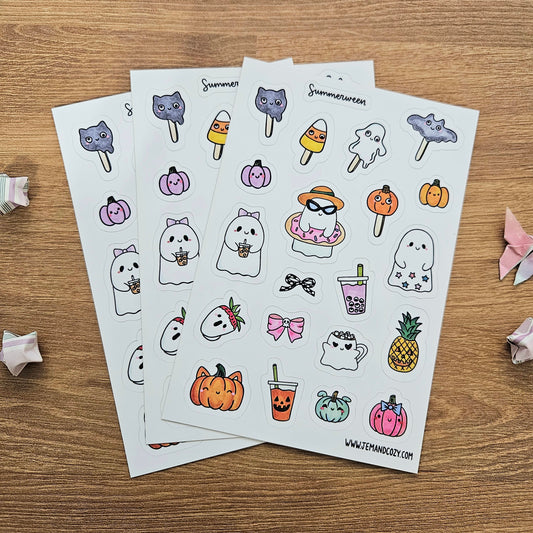 Summerween Doodles Vinyl Sticker Sheet (4x6")