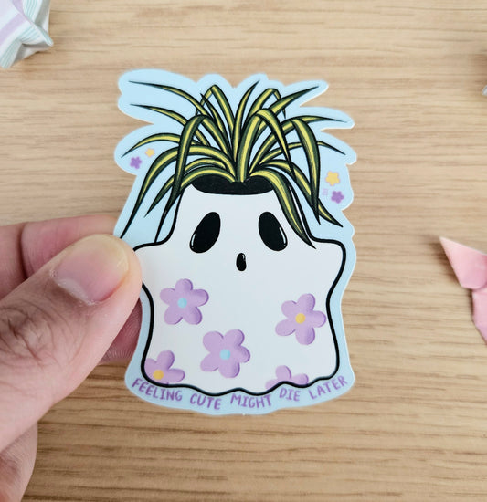 Feeling Cute Might Die Later Spider Plant Vinyl Sticker