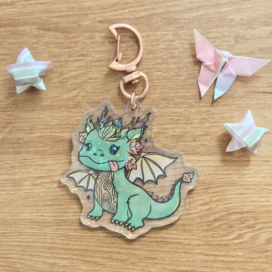 Wood Dragon Keychain