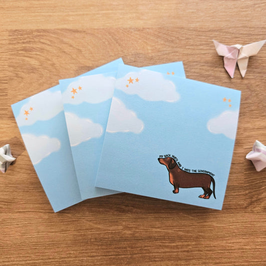 My Back Hurts and I Hate the Government Dachshund Sticky Notes