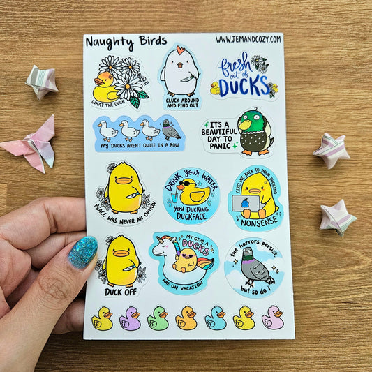 Naughty Birds Vinyl Sticker Sheet (4x6")