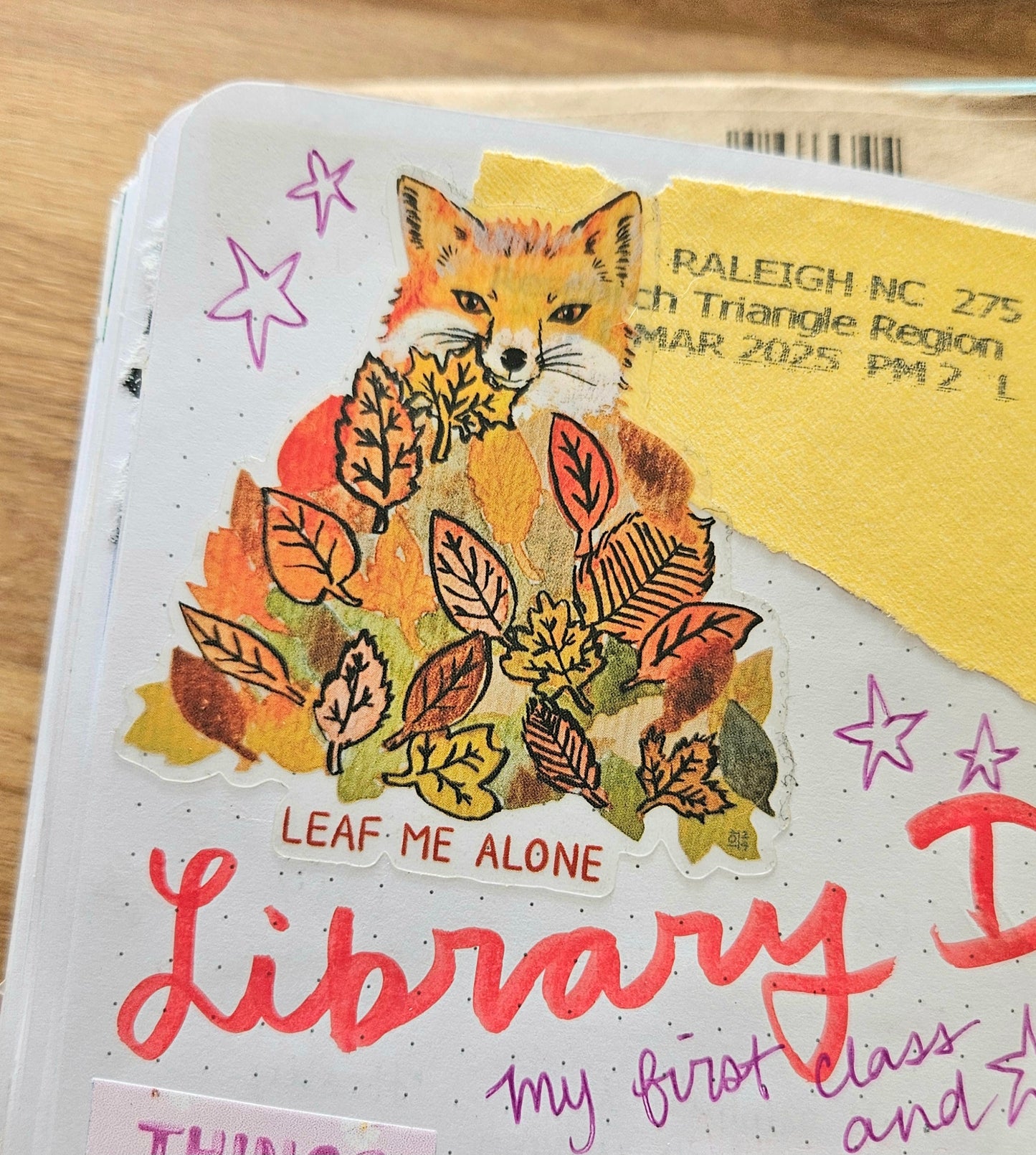 Leaf Me Alone Fox Clear Vinyl Sticker