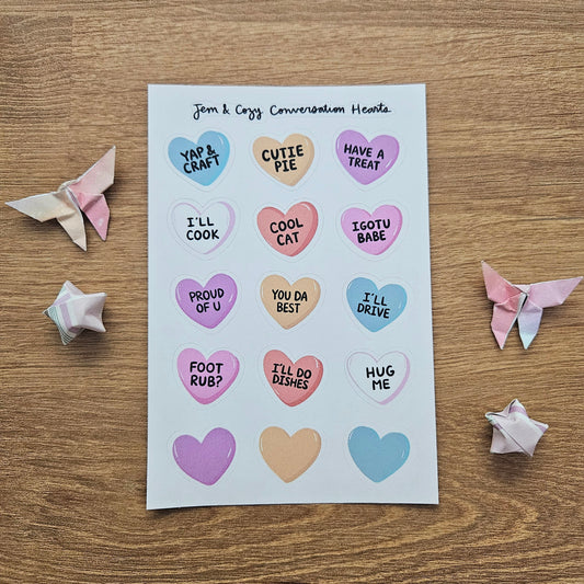 SALE Conversation Hearts Journal Sticker Sheet