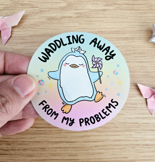 Waddling Away From My Problems Vinyl Sticker