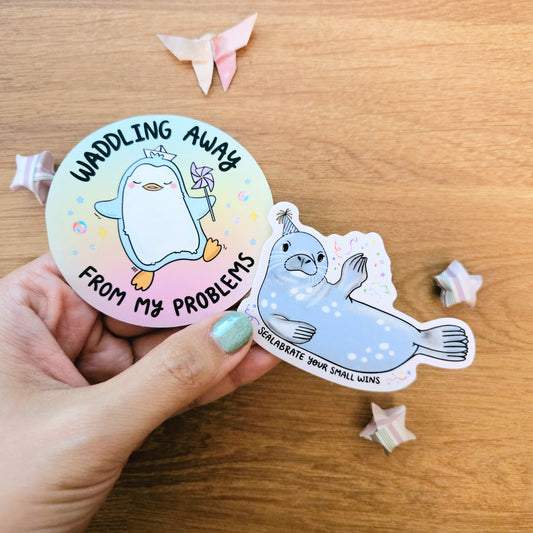 Waddling Away From My Problems Vinyl Sticker