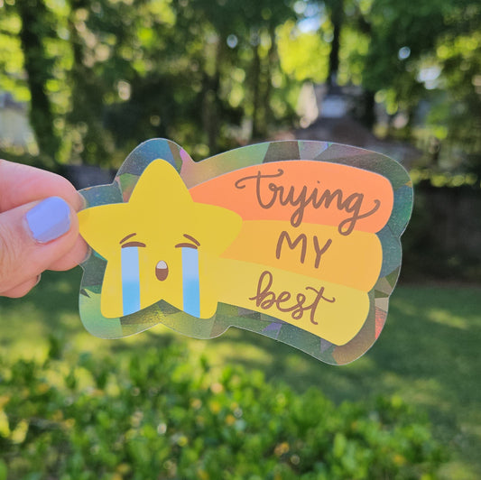 Trying My Best Shooting Star Rainbow Decal Suncatcher