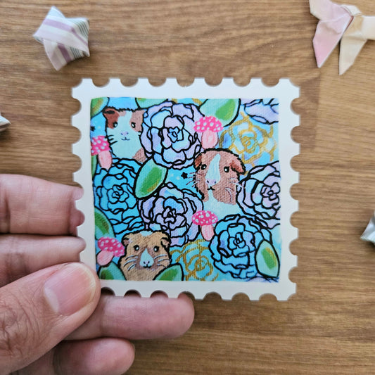 Guinea Pig Garden Stamp Acrylic Vinyl Sticker