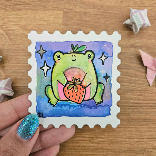 Starry Frog Stamp Watercolor Sticker