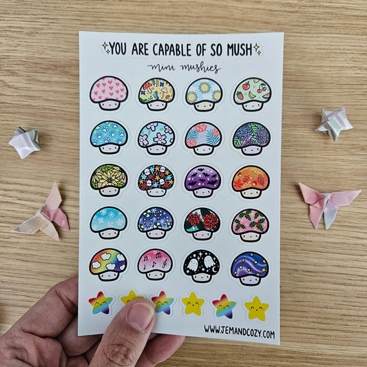 Mini Mushies Mushroom Vinyl Sticker Sheet (4x6")