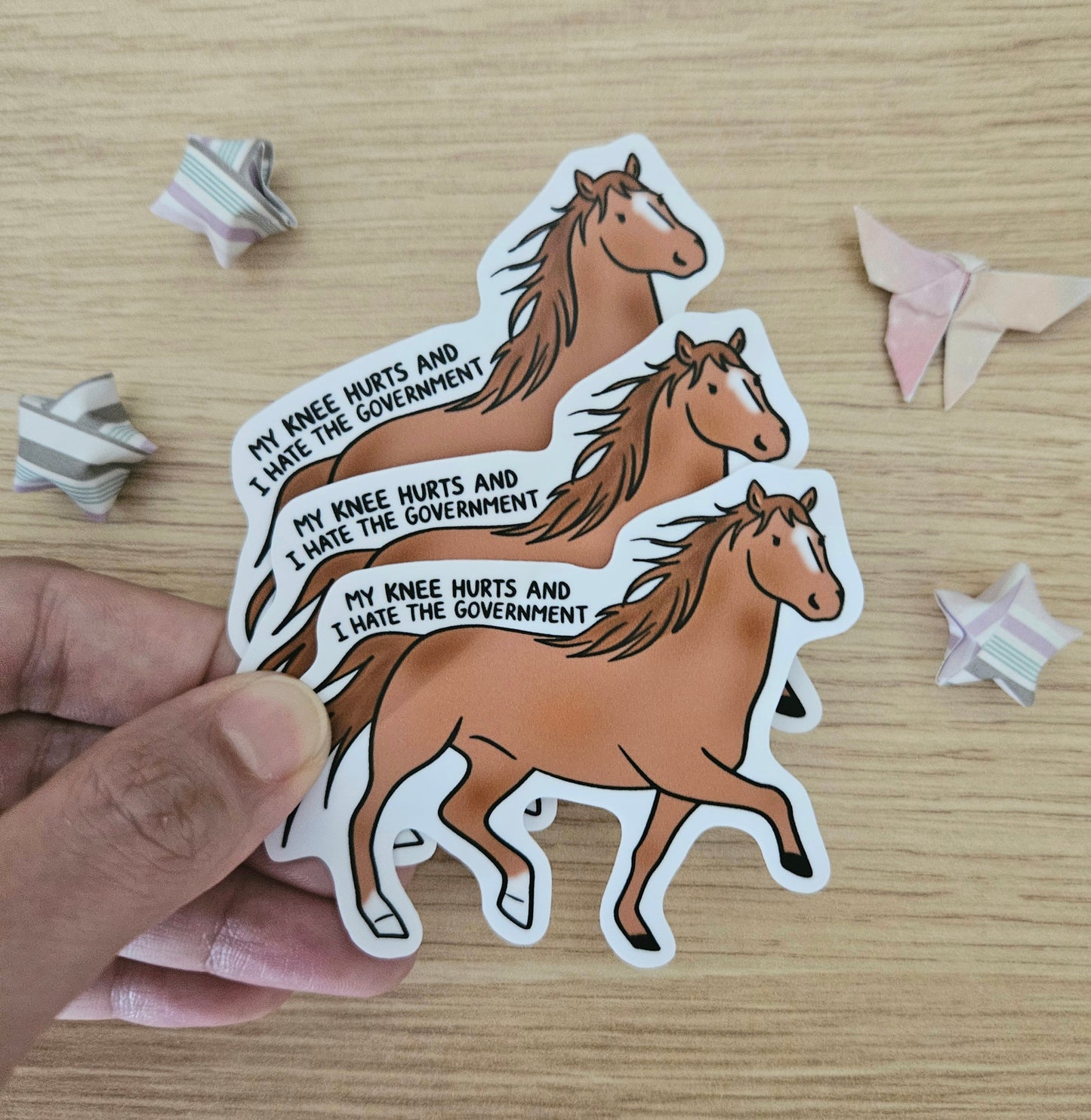 My Knee Hurts and I Hate the Government Horse Vinyl Sticker