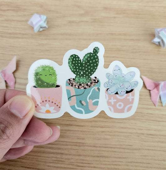 Smiling Succulents Clear Vinyl Sticker