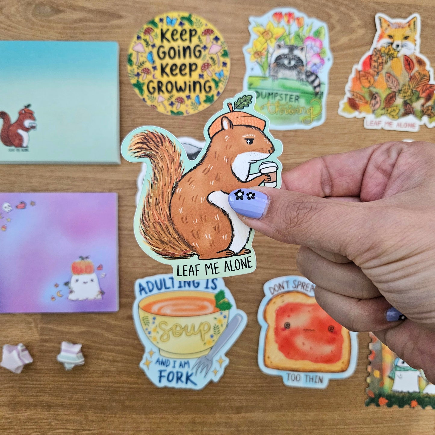 Leaf Me Alone Squirrel Vinyl Sticker